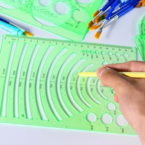 SenseYo 7 Pack Drawings Templates Stencil, Circle Template for Geometric Drawing Stencils, Plastic Clear Circle Stencils Architecture Supplies Drafting Tools for Studying, Designing - size: 7 pcs