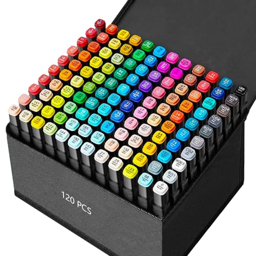 Zmcik 120 Colors Alcohol Markers Art Markers for Kids and Adult Drawing Marker Dual Tip Coloring Painting Perfect for Boys Girls Students Gift