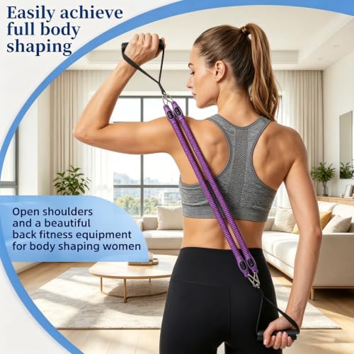 Resistance Band with Handle 100LBS Pedal Resistance Bands for Pilates Yoga Physical Therapy Leg,Abdomen,Waist,Arm,Workout Bands Exercise Resistance Bands Set for Women - color: Purple