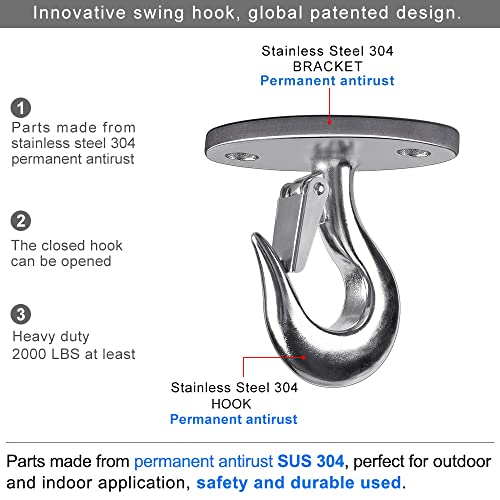 Dolibest Ceiling Anchor Mount for Yoga Swing Suspension, Resistance Band Wall Anchor, Body Weight Strength Training Systems, 2000LB Capacity, Stainless Steel,1PCS - color: Silver-2holes