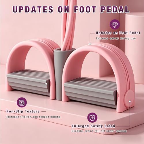 Pedal Resistance Bands with Handles,6-Tube Elastic Foot Yoga Pedal Resistance Bands,Natural Rubber Foot Pedal Resistance Bands,Multifunction Fitness Bands for Abdomen,Waist,Arm,Leg Stretching Training - color: Purple
