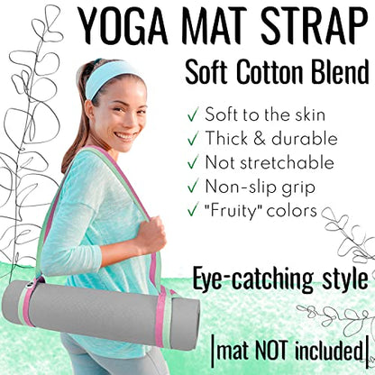 TECEUM Yoga Mat Strap – Extra Soft & Thick Cotton Carrier for All Mats - color: Lavander Green, size: 64 IN (Pack of 2)