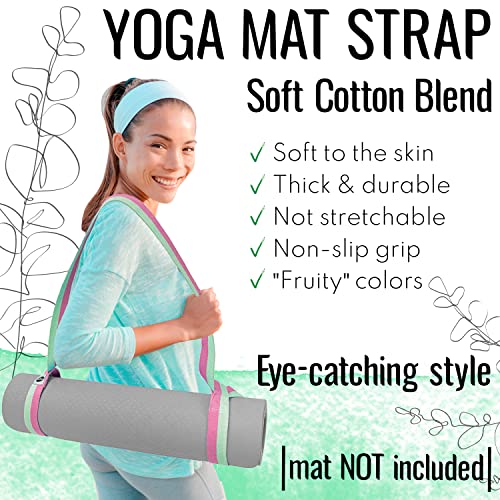 TECEUM Yoga Mat Strap – Extra Soft & Thick Cotton Carrier for All Mats - color: Lavander Green, size: 64 IN