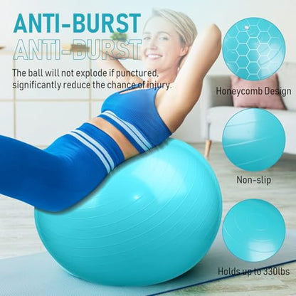 Leyndo 4 Pcs 26 Inch Yoga Exercise Ball Pilates - color: Turquoise Color