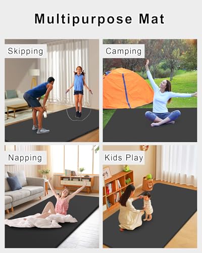 YR Large Exercise Mat 78.7"L x 51"W 20mm Thick Workout Mats for Home Gym - color: Black