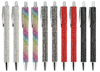 Gullor Click Ballpoint Pens, Diamond-encrusted Ball Pens, Black Ink Medium Point 1mm, for Office Supplies Gift Wedding Birthday - color: Color Set 2, style: 10 Pieces