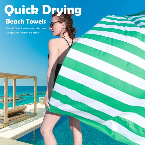 Your Choice Microfiber Beach Towel Sand-Free Quick Dry (67"x35"/60"x30") - color: L-live Green Stripes, size: Extra Large(67x35")