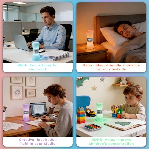 RGB Rechargeable Digital Hourglass, LED Visual Timers, 1-99 Mins - color: Multicolor