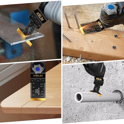 28pcs Titanium Oscillating Tool Blades, Universal Multitool Blades | 4 Sizes Oscillating Tool Saw Blades Set for Metal and Wood Detail Cutting, Fit Bosch Fein Milwaukee Ryobi Dewalt - size: 28 PCS
