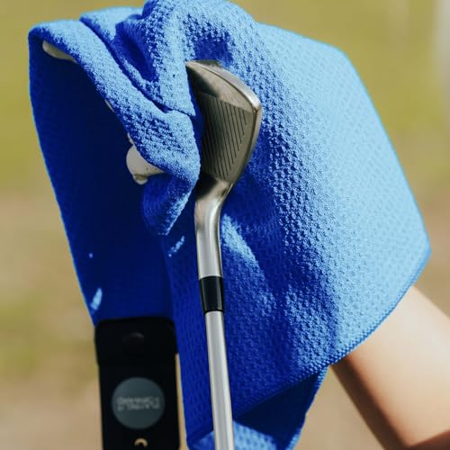Magnetic Golf Towels for Golf Bags with Clip & Ultra Strong Magnet - Waffle Weave Microfiber Towel for Secure Hold on Bags & Carts - Ideal Club Cleaner & Accessories - Bright Blue - color: Bright Blue