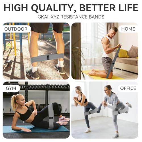 Fabric Resistance Bands for Working Out, 3 Levels Non-Slip Booty Bands for Glutes and Legs, Cloth Exercise Bands Sets with Carry Bag & Workout Guide, Light/Medium/Heavy (Light Grey/Grey/Black)