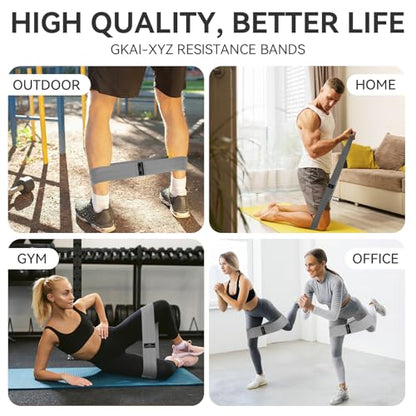 Fabric Resistance Bands for Working Out, 3 Levels Non-Slip Booty Bands for Glutes and Legs, Cloth Exercise Bands Sets with Carry Bag & Workout Guide, Light/Medium/Heavy (Light Grey/Grey/Black)