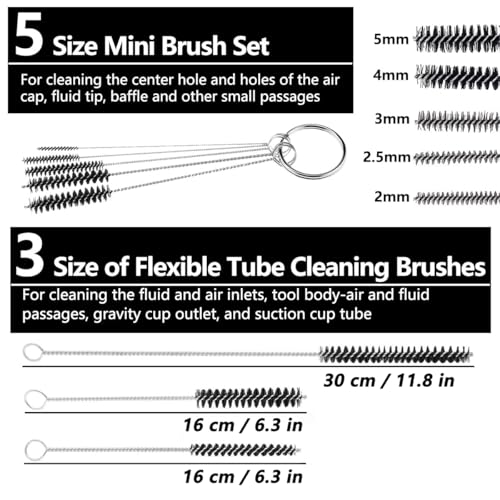 21 Pcs Spray Tool Cleaning Kit Airbrush Cleaning Kit,Multi Brushes | Paint Tool Cleaning Kit,With 10 Pcs HVLP Filters,Cleaning Spray Tools and Airbrushes,Extend the Life of Spray Tool