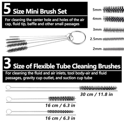 21 Pcs Spray Tool Cleaning Kit Airbrush Cleaning Kit,Multi Brushes | Paint Tool Cleaning Kit,With 10 Pcs HVLP Filters,Cleaning Spray Tools and Airbrushes,Extend the Life of Spray Tool