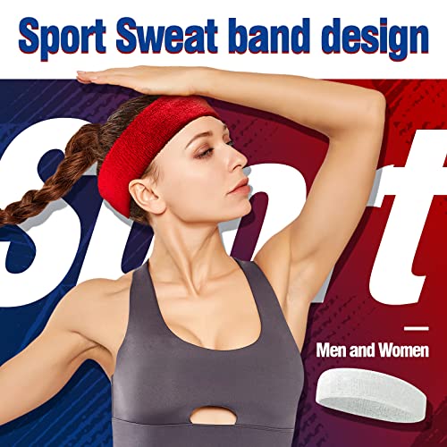 Sweatbands Sports Headband for Men & Women, Moisture Wicking Hairband Athletic Towel Headbands Cotton Head Sweat Bands for Running, Cycling, Yoga, Spa - color: D-12PCS-MIX