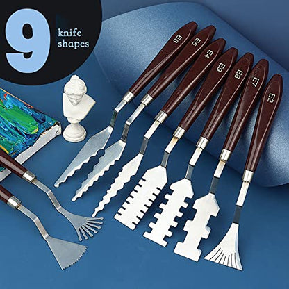9 Pcs Flower Art Scraper Texture Knife Art Palette Knife Special-shaped Scraper Oil Painting Acrylic Paint Tool for Art Students