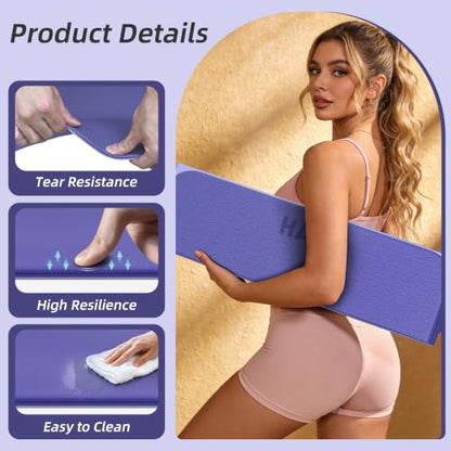 HAHE Foldable Yoga Exercise Mat, 74"Lx32"Wx1/3"Thick, TPE Workout Mat - color: Deep Purple+Light Purple
