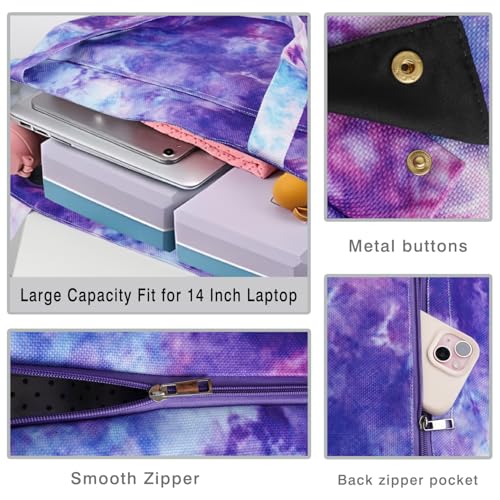 Yoga Mat Bag Yoga Bags and Carriers Fits All Your Stuff Yoga Tote Bag with Zipper Pocket Yoga Mat Carrier Pilates Bag Take in Out Mat Easily - color: Tie Dye Purple