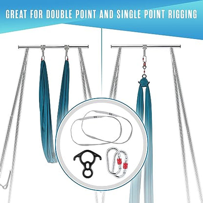 Aerial Rig, Aerial Yoga Stand, 10 FT Frame, 13 YD Fabric, 550 LB Capacity - color: STAND AND SILK / Teal