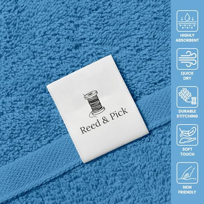 Reed&Pick Hand Towels (Pack of 24) Light Blue Economy Towels Salon Towels - 100% Cotton Spa Towel – 16 x 26 Inches Highly Absorbable, Facial Gym Hair Towel Face Towel Bulk - color: Blue, size: 16x27 Pack of 24