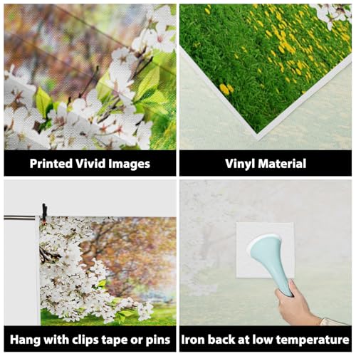 AOFOTO 10x10ft Spring Scenic Backdrop Sweet Flowers Photography Background Meadow Floral Blossoms Garden Florets Grassland Park Trees Kid Baby Portrait Photo Shoot Studio Props Video Wallpaper Drape - size: 10x10ft