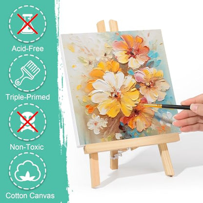ESRICH 10x10 Stretched Canvas for Painting, 10 Pack Square Canvas for Painting Primed Acid-Free Framed Blank Canvas, Art Canvases for Beginners & Artists to Paint Oil, Acrylic, Pouring Painting. - size: 10X10IN 10 Packs