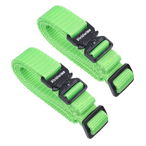 Utility Straps with Metal Quick Release Buckle, Adjustable Nylon Belt Backpack Accessories Sleeping Bag Strap for Hiking, Travel, Outdoor Sports (Green-Metal Buckle, 1" W-48 L) - size: 1"W-48"L