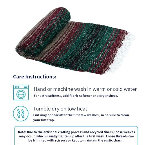 La Montana Bulk Falsa Mexican Blanket, 4 Pack, Mocha/Burgundy/Forest Green - color: Mocha/Burgundy/Forest Green