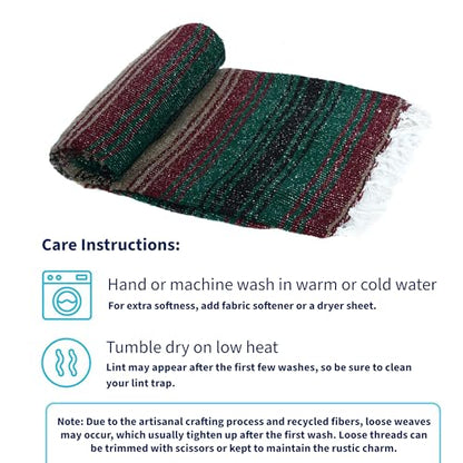 La Montana Bulk Falsa Mexican Blanket, 4 Pack, Mocha/Burgundy/Forest Green - color: Mocha/Burgundy/Forest Green