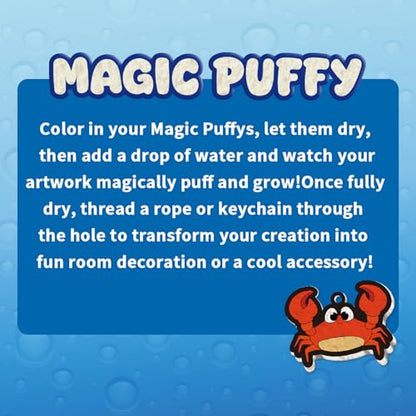 Artnedu 3D Art Kit-Magic Puffy Paint Kit,Ocean Theme,DIY Color Activity | Magic Puffy Keychain,15 Mess-Free Paint by Number Craft for Kids,Best Gift for Girls & Boys Age 4, 5, 6, 7, 8, 9, 10 - color: Ocean Puffy Painting Kits