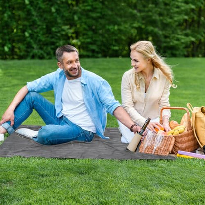 Pocket Picnic Blanket, Small Picnic Blanket 43x55" 2.54 oz Gray for 1-2 - color: Grey (Black Pack), size: 43x55″