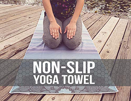Hot Yoga Towel,Non-Slip Yoga Mat Cover,Eco-Friendly,Exclusive Pockets Cover Each Corner of The mat,Microfiber Yoga Towel,Ideal for Bikram, Hot Yoga, Pilates,or Sweaty Practice（Pride）