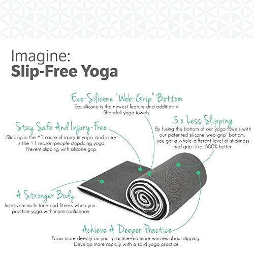 Shandali Hot Yoga Towel - Mat-Sized, Microfiber, Super Absorbent, Anti-Slip, Injury Free, 24" x 72" - Best Bikram Yoga Towel - Exercise, Fitness, Pilates Gear - color: Gray