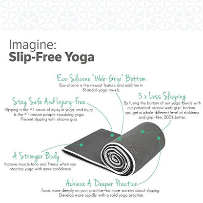 Shandali Hot Yoga Towel - Mat-Sized, Microfiber, Super Absorbent, Anti-Slip, Injury Free, 24" x 72" - Best Bikram Yoga Towel - Exercise, Fitness, Pilates Gear - color: Gray