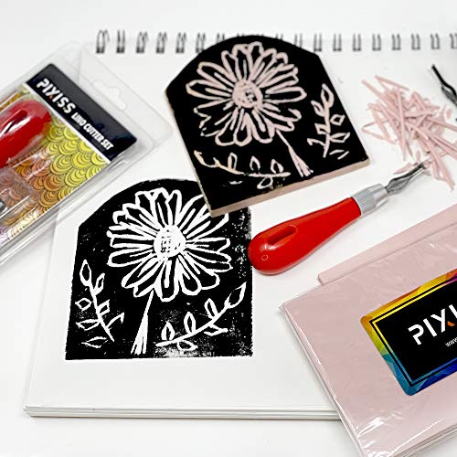 Rubber Block Stamp Carving Blocks Stamp Making Kit with Cutter Tools, 12-Pack Carving Rubber Stamps for Printmaking, Printing and More - size: 12 Rubber Blocks + Carving Tool