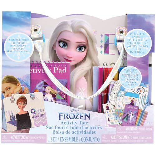 Disney Frozen Activity Tote – Ultimate Princess Adventure Bag with Coloring Books, Stickers, Crayons & Games – Travel-Friendly Art Set for Girls Ages 3+ – Great Gift for Creative Play | Portable travel bag with crayons and games for girls ages 3 plus, per