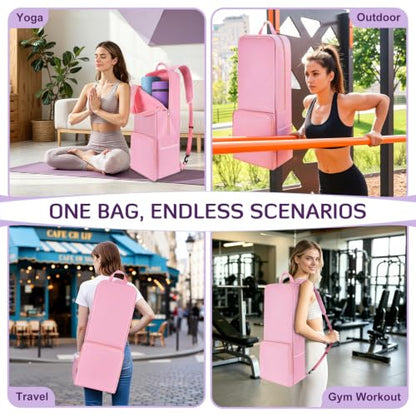 INFANZIA Yoga Mat Carrier Bag,30L Waterproof Tote with Shoulder Strap - color: Pink