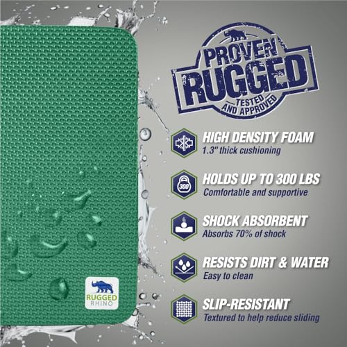 RUGGED RHINO Extra Thick Foam Kneeling Pad for Gardening 2 Pack, Pine Green | Thick Knee Pads, Holds 300 lbs, Protect Knees from Hard Concrete Surfaces for Gardening, Yard, Gym, Mechanic - color: Pine Green