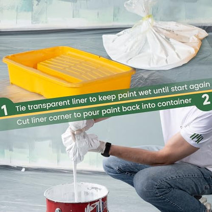 Voomey 18 Inch Paint Tray Liners, Plastic Paint Tray Liner 5 Packs for 18 inch Paint Roller Kit, Disposable for Quick Cleanup - size: 5 Pack 18” Plate Liner Pouch