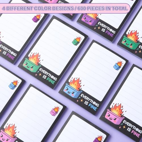 Dumpster On Fire Desk Accessories,12 Pads Pop up Cute Sticky Notes | 3.54 x 2.36 Inch,It's Fine I'm Fine Everything is Fine, Memo Notes Funny Office Gifts for Women Men Coworkers - color: 12pcs Dumpster-a