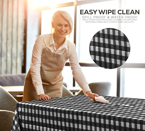 Utopia Kitchen Plastic Table Cloth Disposable [Black Check, 6 Pack] | Rectangle Tablecloth Waterproof Stain Resistant Party Table Cover - color: Black Check, size: 54X108 Inch - 6PC