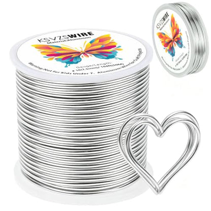 Aluminum Craft Wire 18 Gauge(1.0 mm)–328 FT(100 M)+18 Gauge (1.0 mm) 32.8FT (10 M) KSVZS Anodized Aluminum Wire,Flexible Metal Wire for Crafts,Sculpting,Jewelry Making,Armature and DIY Crafts(Silver) - size: 18 Gauge
