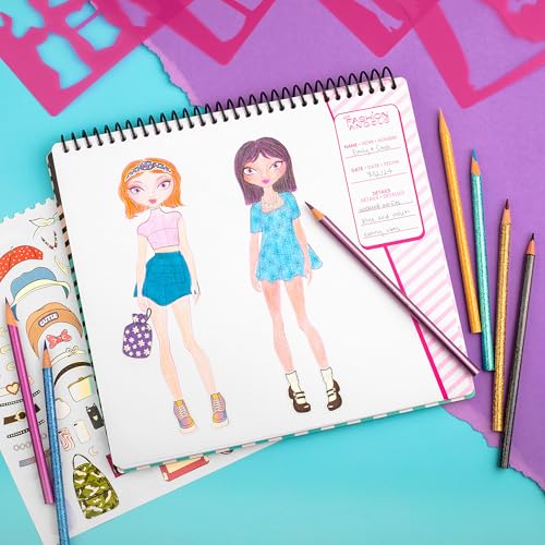 Fashion Angels I Love Fashion Sketch Portfolio | Includes Sketch Pad with Stencils & Stickers, Design Sketch Book for Girls, Ideal Drawing Kit for Kids - color: I Love Fashion