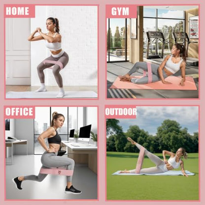 3 Level 18–70 LBS Fabric Resistance Bands, Workout Exercise Bands for Women | Thick Non-Slip Cloth Booty Bands for Legs Glutes Hips, Yoga Pilates Home Gym Training Physical Therapy Rehab