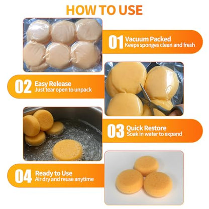 6 Pcs Pottery Sponges, 2.75 inch Yellow Round Sponges for Clay Art, Painting & Crafts, Tack Cleaning Sponges for Household & Leather Care - size: 6pcs