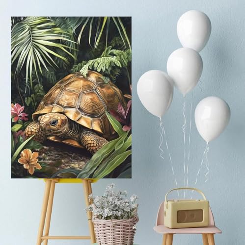 Turtles DIY Diamond Painting Kits for Adults, Tortoise Diamond Gem Art Painting for Beginners, Wild Animals Diamond Picture with Full Round Drill Dots Craft Set Gift, 12x16 Inch - color: 25-37 Turtles