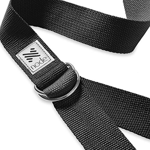 7-1/2' Yoga Strap for Stretching, Woven Cotton Blend Yoga Strap with Adjustable D-Ring Buckle for Exercise, Therapy and Fitness - color: Black