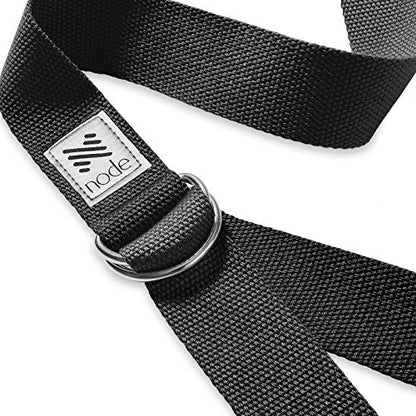 7-1/2' Yoga Strap for Stretching, Woven Cotton Blend Yoga Strap with Adjustable D-Ring Buckle for Exercise, Therapy and Fitness - color: Black
