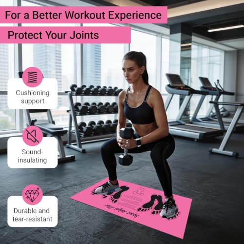Squat Mat with Foot Position Guide, Anti-Slip Squat Target Mat for Home Gym, Leg, Glute and Ab Workouts, Lightweight Rollable Exercise Mat, 31.5" x 13.78" - color: Pink