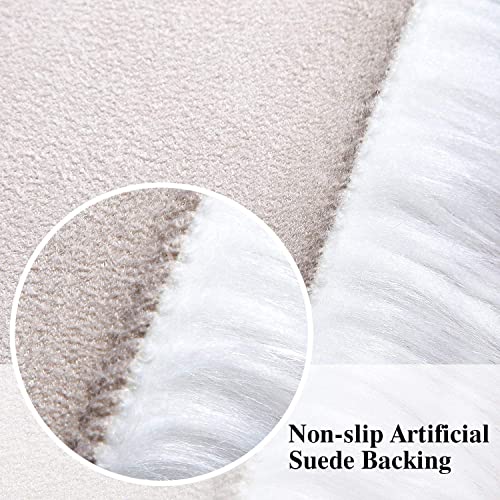 Softlife White Faux Fur Sheepskin Chair Cover 6 PCs Seat Cushion Pad Super Soft Area Rugs for Living Bedroom Sofa Dorm (1.6ft x 1.6ft) - color: White-6pcs